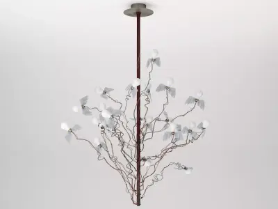 Birds Birds Birds chandelier with branches hanging from it 3D model