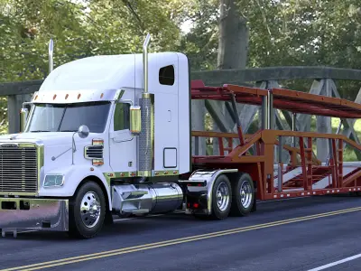Freightliner 122SD with Hauler Trailer 3D model