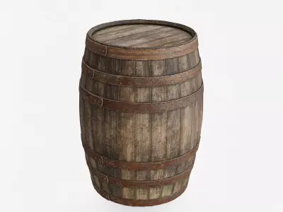 Old wooden barrel Low-poly 3D model