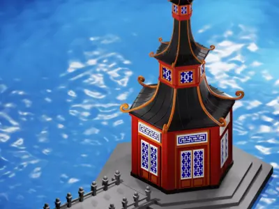 Chinese Pagoda Garden Structures Viewing Pavilions Low-poly 3D model