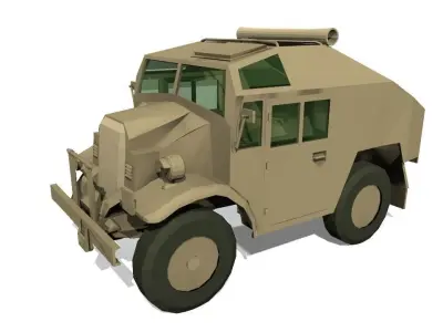 Quad Gun Tractor Low-poly 3D model