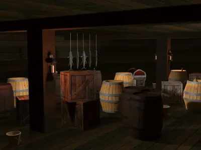 Colonial Ship Low-poly 3D model