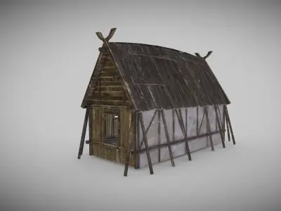 Viking Longhouse Low-poly 3D model
