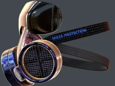 Gas mask helmet 3d model scifi Low-poly Low-poly 3D model