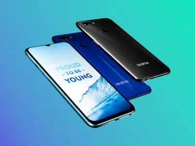 Realme 2 pro Smartphone - 3 Themes Low-poly 3D model