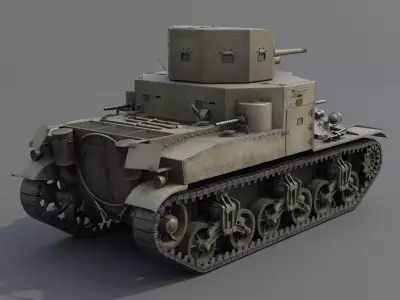 M2A1 Medium Tank Low-poly 3D model