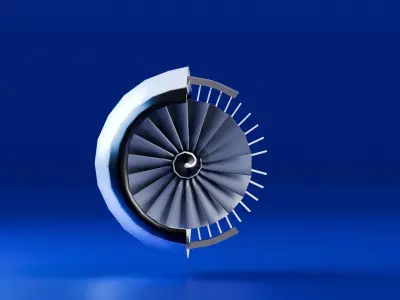 Realistic Engine - Turbofan Low-poly 3D model