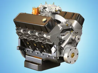 CNC-Motorsports Engine - V8 Muscle Cars Engine Low-poly 3D model