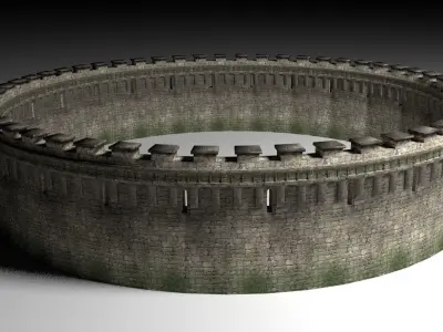 Medieval Wall Low-poly 3D model
