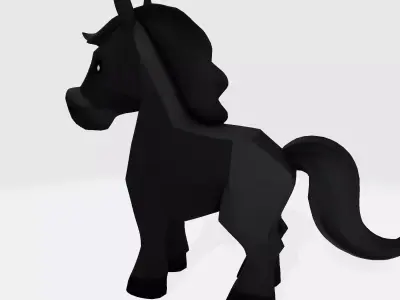 Cute Stylized ToonHorse 3D Character Low-poly 3D model