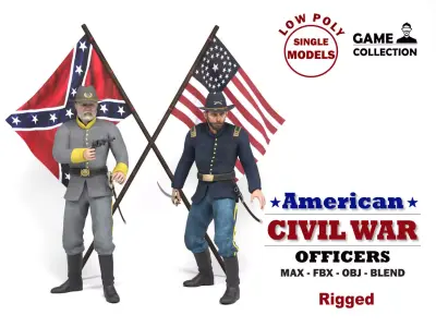 American Civil War - Officers Low-poly 3D model