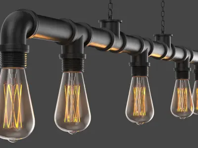 Two Detailed Industrial Chandelier 3D model