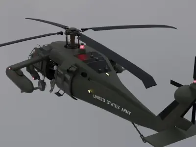 Black Hawk Helicopter With Pilots Low-poly 3D model