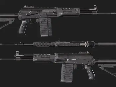 AK-308 Low-poly 3D model