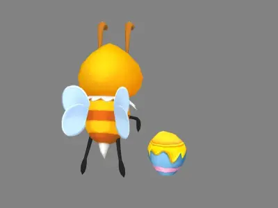 Cartoon bee - honey Low-poly 3D model