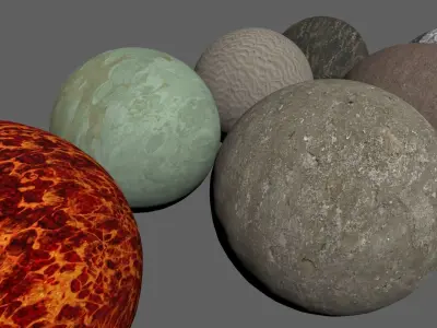 4K Fictional Planets Low-poly 3D model