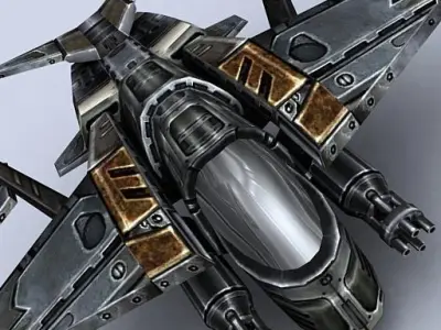 3DRT - Sci-Fi Gunship 3 Low-poly 3D model