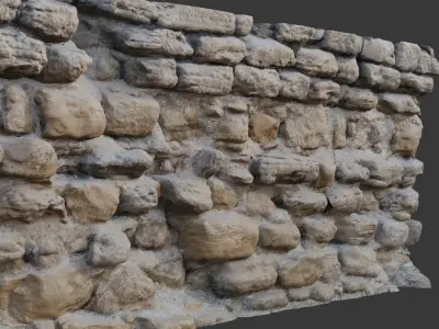 Weathered Stone Wall Scan Low-poly 3D model