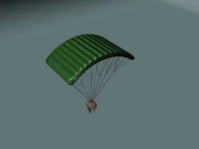 Airdrops parachute flying in sky 3D model