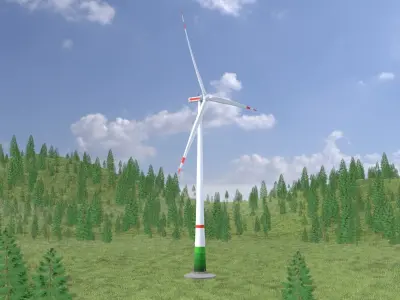 Wind-turbine with foundation E1 H-163 RD 172 m Low-poly 3D model