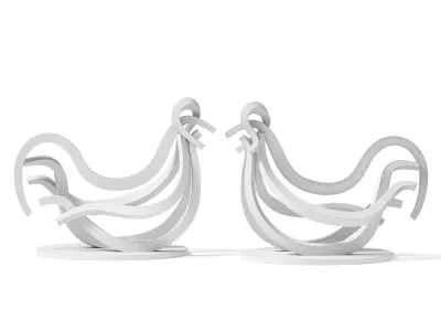 Two Roosters Statue 3D model