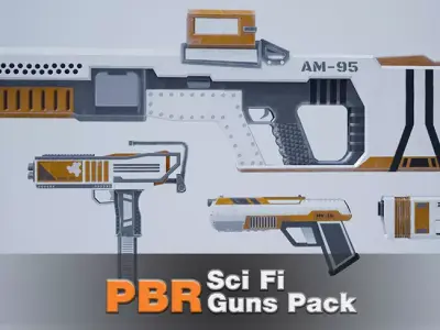 SciFi Guns Pack Low-poly 3D model