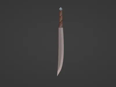 Rose gold machete with a leather grip 3D model