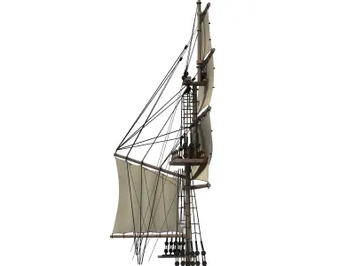 White Sailing Ship Mast 3 3D model