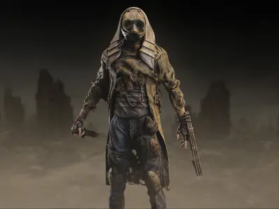 Post Apocalytic Hunter Low-poly 3D model