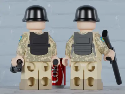 Lego Ukrainian Soldiers Maxifig - Fully Articulated Free 3D print model