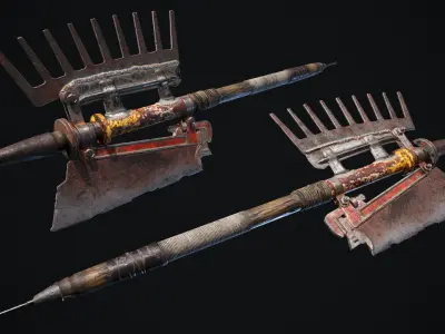 Two-handed axe Low-poly 3D model