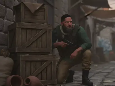 Rugged Mercenary Soldier Realistic Male terroriste Character Low-poly 3D model