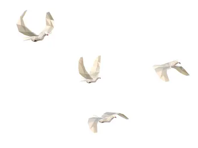 Animated White Doves Lowpoly Art Style Low-poly 3D model