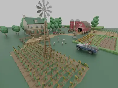 Farm House Low-poly 3D model