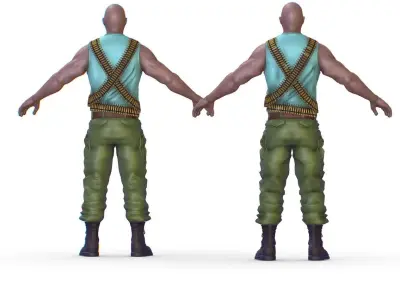 High Poly Subdivision Man Old USSR Soldier Low-poly 3D model