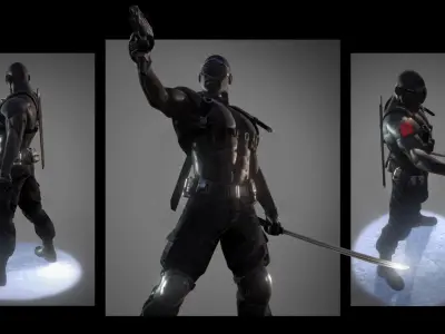 Ninja Dark Soldier Low-poly 3D model