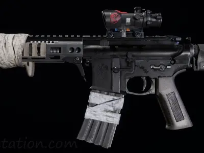 Game Ready Assult Rifle Customized Low-poly 3D model