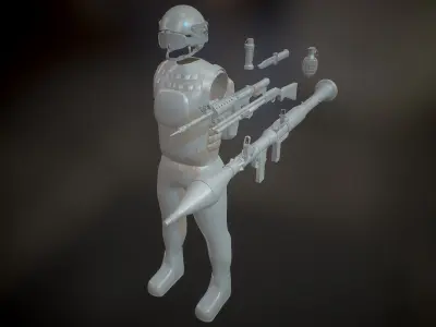 Operator and Weapons Low-poly 3D model