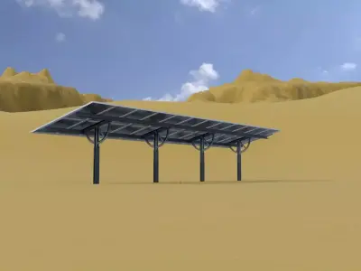 Agricultural photovoltaic solar plant with animation 16m Low-poly 3D model