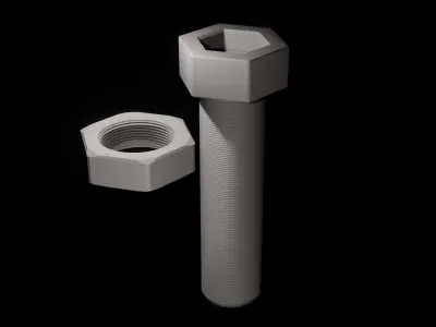 Simple Nut and Bolt 3D model