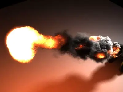 cannon with flames 3D model