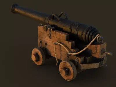 Ship Cannon model Low-poly 3D model