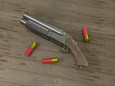 Triple Barrel Shotgun Low-poly 3D model