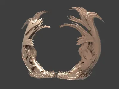 Sea serpent engraved stone arches 3D model