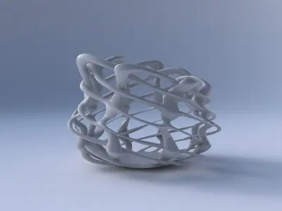 Bowl cylindrical with interlacing lattice streched top corner 2 3D model