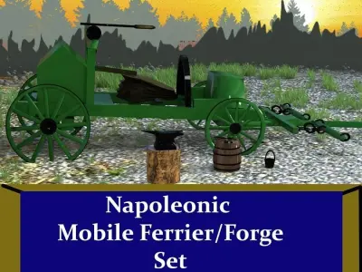 Napoleonic Mobile Ferrier Forge Low-poly 3D model