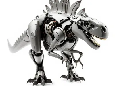 Robotic Dinosaur Model Pack  Metallic Predator Low-poly 3D model
