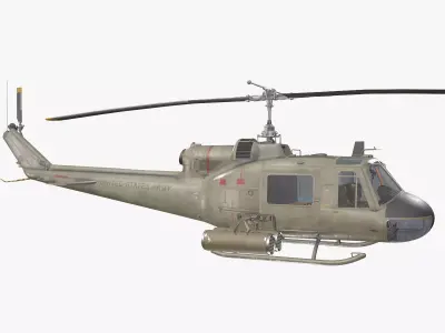 Bell UH-1C US Army Basic Animation Low-poly 3D model