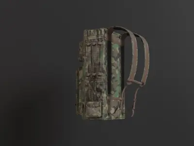 Military Backpack Low-poly 3D model