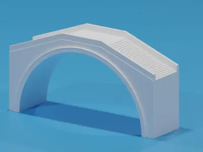 Cartoon Chinese Stone Bridge Low-poly 3D model